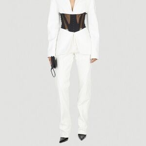 Mugler Moonlight White Denim Spiral Seams Long Length JEANS Sold Out Rt$950 NWT